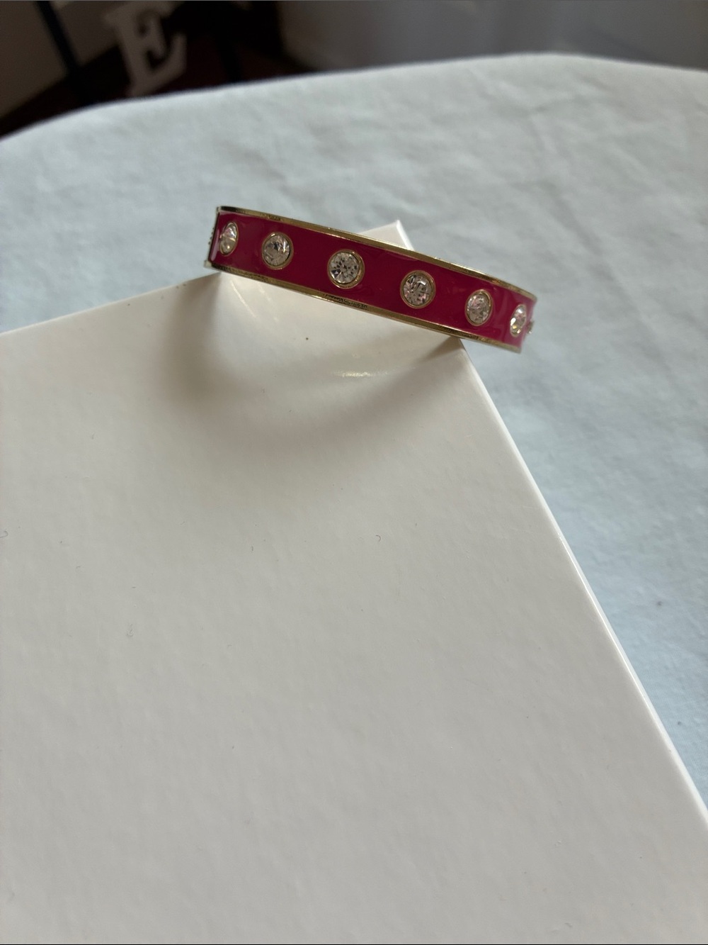 Possible kate spade Hot Pink Enamel Crystal-Stud Bangle - Picture 1 of 6